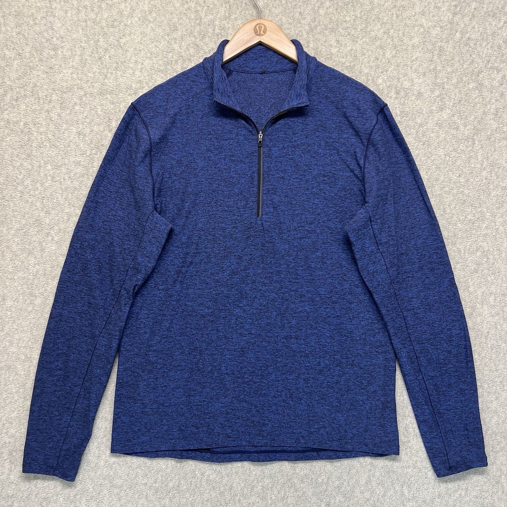 Lululemon Men's Blue Heather Quarter Zip Pullover Long Sleeve Shirt Size L